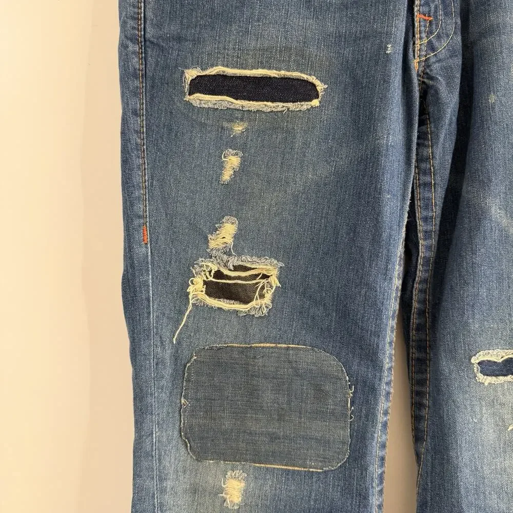 True Religion Joey Distressed Patchwork Flare Jeans Mens 33x33 Vintage Y2K